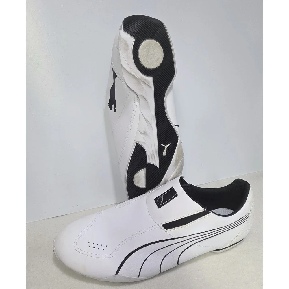 Puma Redon Move Slip On Sneaker Shoes Mens 13 White Black LIMITED USE 355450-04 - Picture 1 of 11